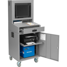 GoVets™ Mobile Powered LCD Computer Cabinet 560Wh Battery Dark Gray Unassembled 115PGY40239