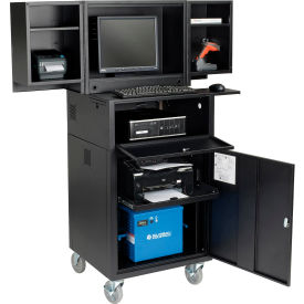 GoVets™ Mobile Powered Fold-Out Computer Cabinet 560Wh Battery Black Unassembled 429PBK40695