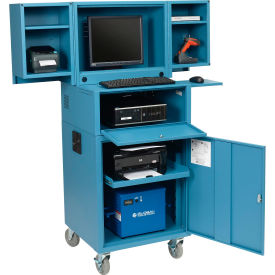 GoVets™ Mobile Powered Fold-Out Computer Cabinet 560Wh Battery Blue Unassembled 429PBL40695