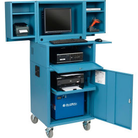 GoVets™ Mobile Powered Fold-Out Computer Cabinet 1280Wh Battery Blue Unassembled 429PBL695