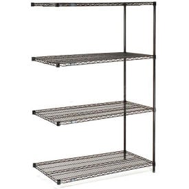 Nexel® 4 Shelf Black Epoxy Wire Shelving Unit Add On 60