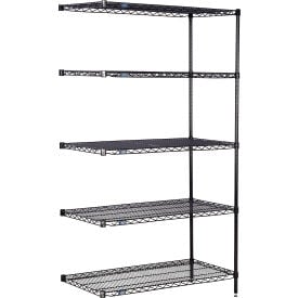 Nexel® 5 Shelf Black Epoxy Wire Shelving Unit Add On 42