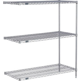 Nexel® 3 Shelf Nexelate® Silver Epoxy Wire Shelving Unit Add On 36