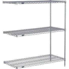 Nexel® 3 Shelf Nexelate® Silver Epoxy Wire Shelving Unit Add On 72