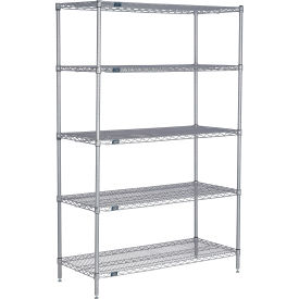 Nexel® 5 Shelf Nexelate® Silver Epoxy Wire Shelving Unit Starter 36