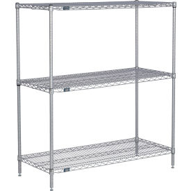 Nexel® 3 Shelf Nexelate® Silver Epoxy Wire Shelving Unit Starter 36