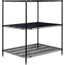 Nexel® 3 Shelf Black Epoxy Wire Shelving Unit Starter 48