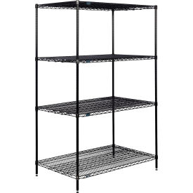 Nexel® 4 Shelf Black Epoxy Wire Shelving Unit Starter 48