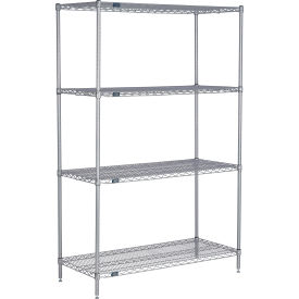 Nexel® 4 Shelf Nexelate® Silver Epoxy Wire Shelving Unit Starter 72