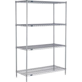 Nexel® 4 Shelf Nexelate® Silver Epoxy Wire Shelving Unit Starter 54