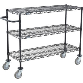 Nexel® 3 Shelf Push Cart Black Epoxy 72