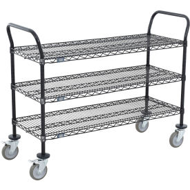 Nexel® 3 Shelf Utility Cart Black Epoxy 24