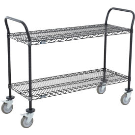 Nexel® 2 Shelf Utility Cart Black Epoxy 36