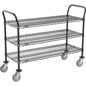 Nexel® 3 Shelf Utility Cart Black Epoxy 72
