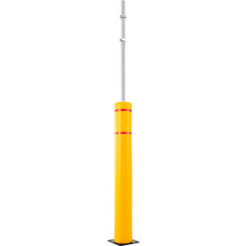 GoVets™ Plastic Flex Bollard with 8' Sign Post 52''H x 7''D Yellow/Red Tape 59082B32