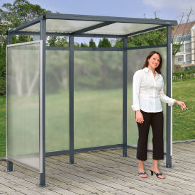 GoVets™ Bus Smoking Shelter Flat Roof W/ Three Sided Open Front 6'5