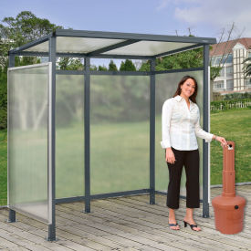 GoVets™ Bus Smoking Shelter Flat Roof 3-Side Open Front W/5 Gal.Ashtray 6'5