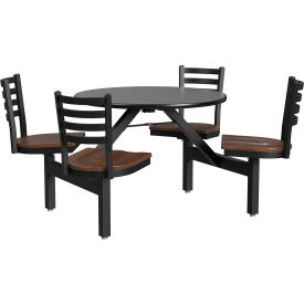 GoVets™ Round Cafeteria Table with Walnut Swivel Stools 36