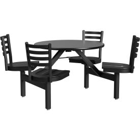GoVets™ Round Cafeteria Table with Black Swivel Stools 36
