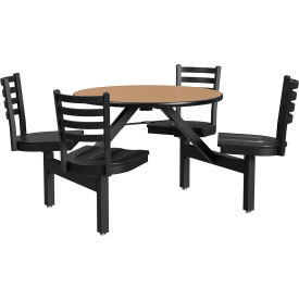 GoVets™ Round Cafeteria Table with Black Swivel Stools 36