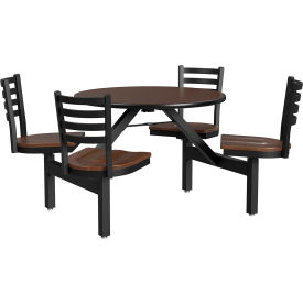 GoVets™ Round Cafeteria Table with Walnut Swivel Stools 36