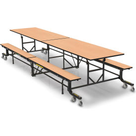GoVets™ Mobile Cafeteria Table with Fixed Benches 12'L x 29