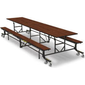 GoVets™ Mobile Cafeteria Table with Fixed Benches 12'L x 29