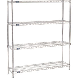 Nexel® 4 Shelf Chrome Wire Shelving Unit Starter 48