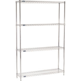 Nexel® 4 Shelf Chrome Wire Shelving Unit Starter 48