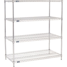 Nexel® 4 Shelf Chrome Wire Shelving Unit Starter 48