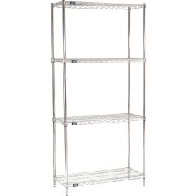 Nexel® 4 Shelf Chrome Wire Shelving Unit Starter 42