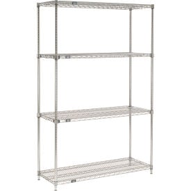 Nexel® 4 Shelf Chrome Quick Adjust Wire Shelving Unit Starter 48