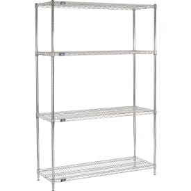 Nexel® 4 Shelf Chrome Wire Shelving Unit Starter 54