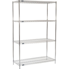 Nexel® 4 Shelf Chrome Wire Shelving Unit Starter 54