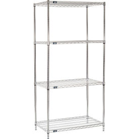 Nexel® 4 Shelf Chrome Wire Shelving Unit Starter 36