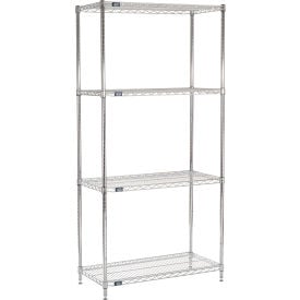 Nexel® 4 Shelf Chrome Wire Shelving Unit Starter 36