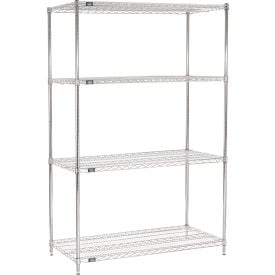 Nexel® 4 Shelf Chrome Wire Shelving Unit Starter 48