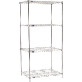 Nexel® 4 Shelf Chrome Wire Shelving Unit Starter 42