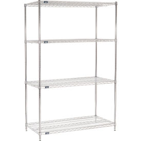 Nexel® 4 Shelf Chrome Wire Shelving Unit Starter 54