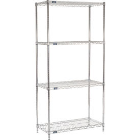 Nexel® 4 Shelf Chrome Wire Shelving Unit Starter 36