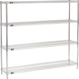 Nexel® 4 Shelf Chrome Wire Shelving Unit Starter 72