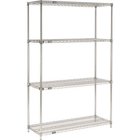 Nexel® 4 Shelf Chrome Quick Adjust Wire Shelving Unit Starter 36
