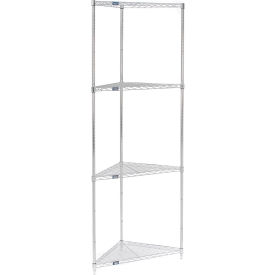 Nexel® Chrome 4 Shelf Corner Wire Shelving Unit Starter 24