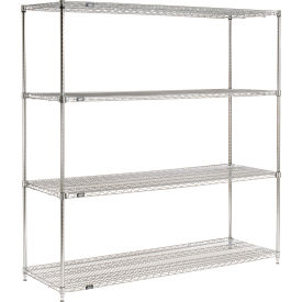 Nexel® 4 Shelf Chrome Quick Adjust Wire Shelving Unit Starter 72