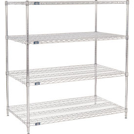 Nexel® 4 Shelf Chrome Wire Shelving Unit Starter 48