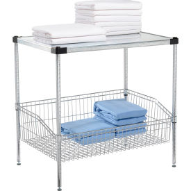 Nexel® 2 Shelf Chrome Basket Wire Shelving Unit Solid Top Shelf 36