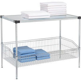 Nexel® 2 Shelf Chrome Basket Wire Shelving Unit Solid Top Shelf 36