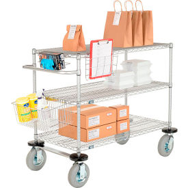 Nexel® 3 Shelf Push Cart Chrome 72