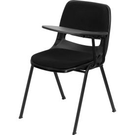 Flash Furniture Ergonomic Shell Chair - Left Handed Tablet Arm - Padded Fabric - Black -EO1-01-PAD-LTAB-GGRUT