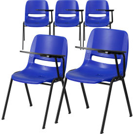 Flash Furniture Ergonomic Shell Chair - Left Handed Tablet Arm - Blue - 5 per Pack UT-EO1-BL-LTAB-GG5-R